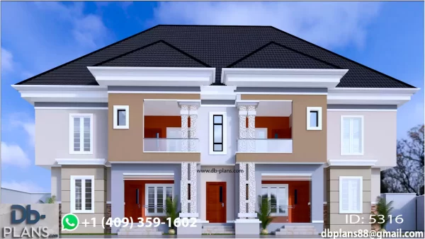 4 unit of 2 bedroom Flat plan in Nigeria