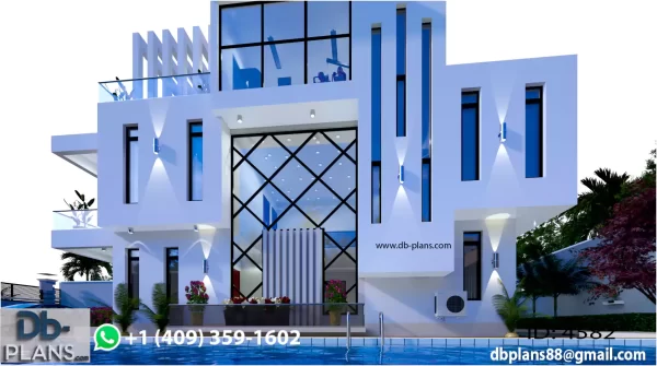 5 bedroom duplex plan on half plot