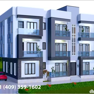 6 flats terraced apartment building plan